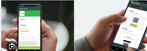 okePay vPOS — okeapp mobile screens showing vPOS, Paylink and QR Poster